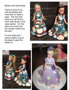 barbie shell dress & cakes